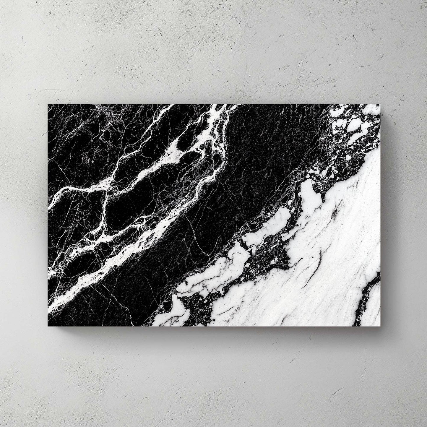 This piece captures the essence of natural marble patterns in striking black and white. Perfect for modern decor. canvas wall art abstract portrait landscape