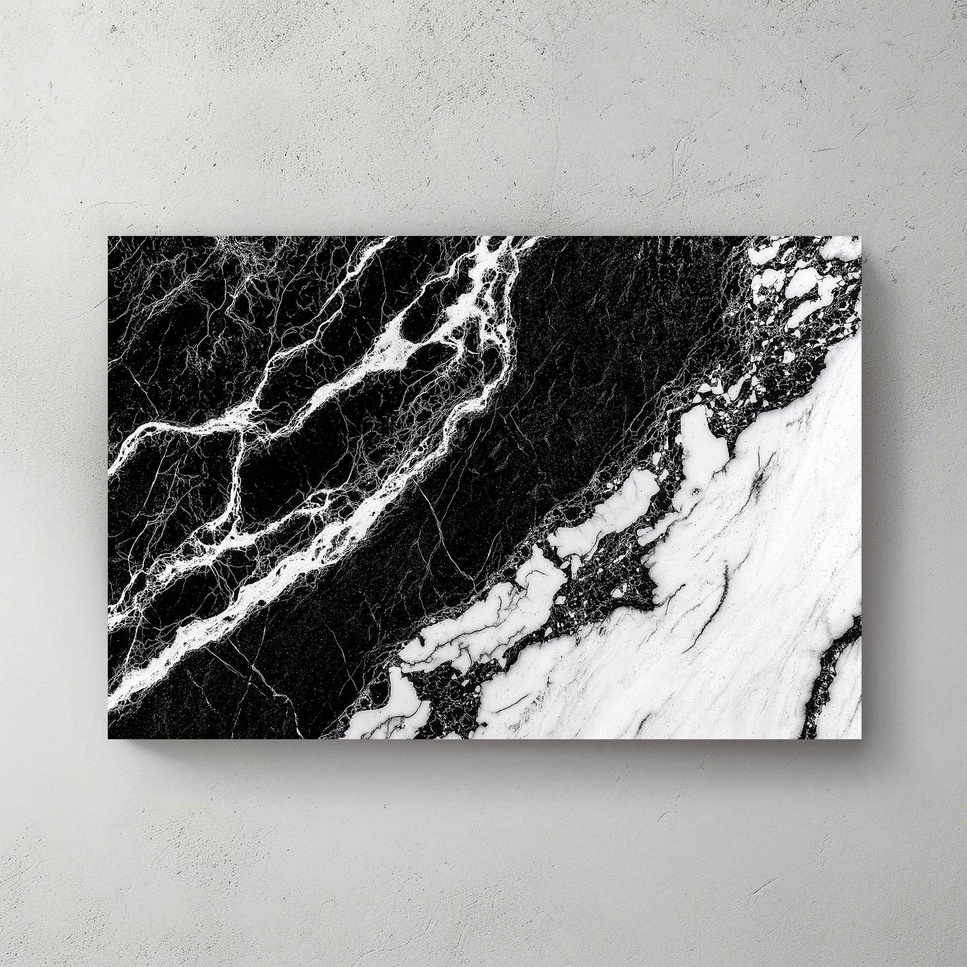 This piece captures the essence of natural marble patterns in striking black and white. Perfect for modern decor. canvas wall art abstract portrait landscape