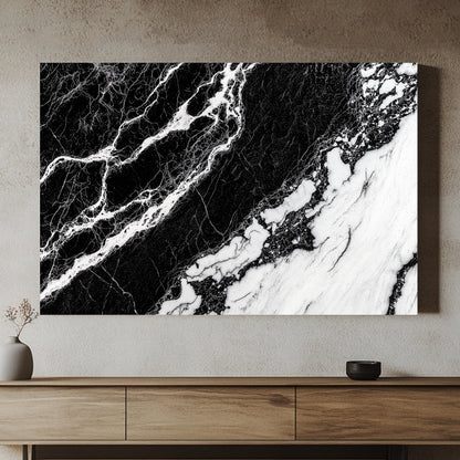 This piece captures the essence of natural marble patterns in striking black and white. Perfect for modern decor. canvas wall art abstract portrait landscape