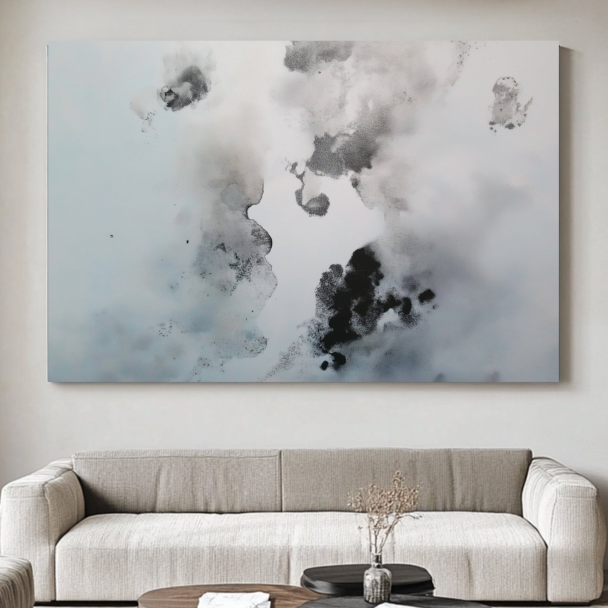 This abstract piece embodies the essence of drifting fog and soft shadows. Perfect for modern decor. canvas wall art portrait landscape