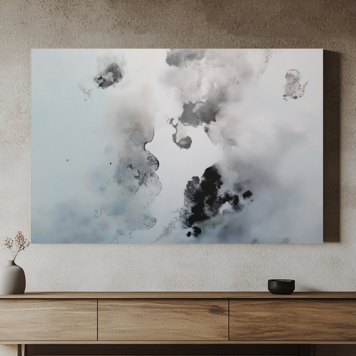 This abstract piece embodies the essence of drifting fog and soft shadows. Perfect for modern decor. canvas wall art portrait landscape