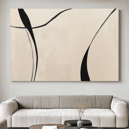 With sweeping black lines over a gentle cream backdrop, this minimalist piece captures. Perfect for modern decor. canvas wall art abstract portrait landscape