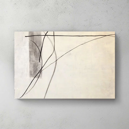 A delicate composition where soft grey tones meet precise, flowing black lines. Perfect for modern decor. canvas wall art abstract portrait landscape