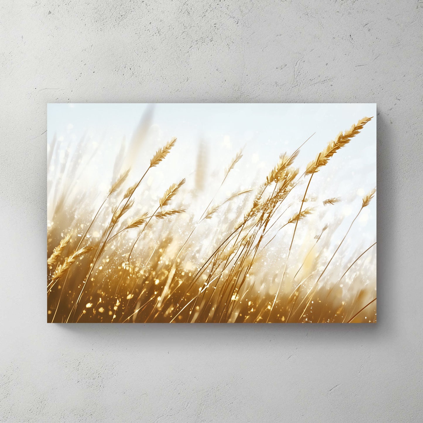 This piece captures the lightness and elegance of golden wheat swaying under a soft sky. Perfect for modern decor. canvas wall art abstract portrait landscape