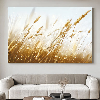 This piece captures the lightness and elegance of golden wheat swaying under a soft sky. Perfect for modern decor. canvas wall art abstract portrait landscape