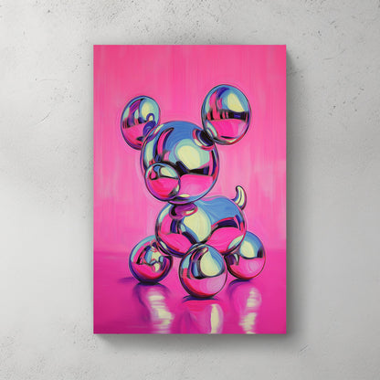 Colorful, reflective spherical character against a pink background, evoking a playful and modern aesthetic.