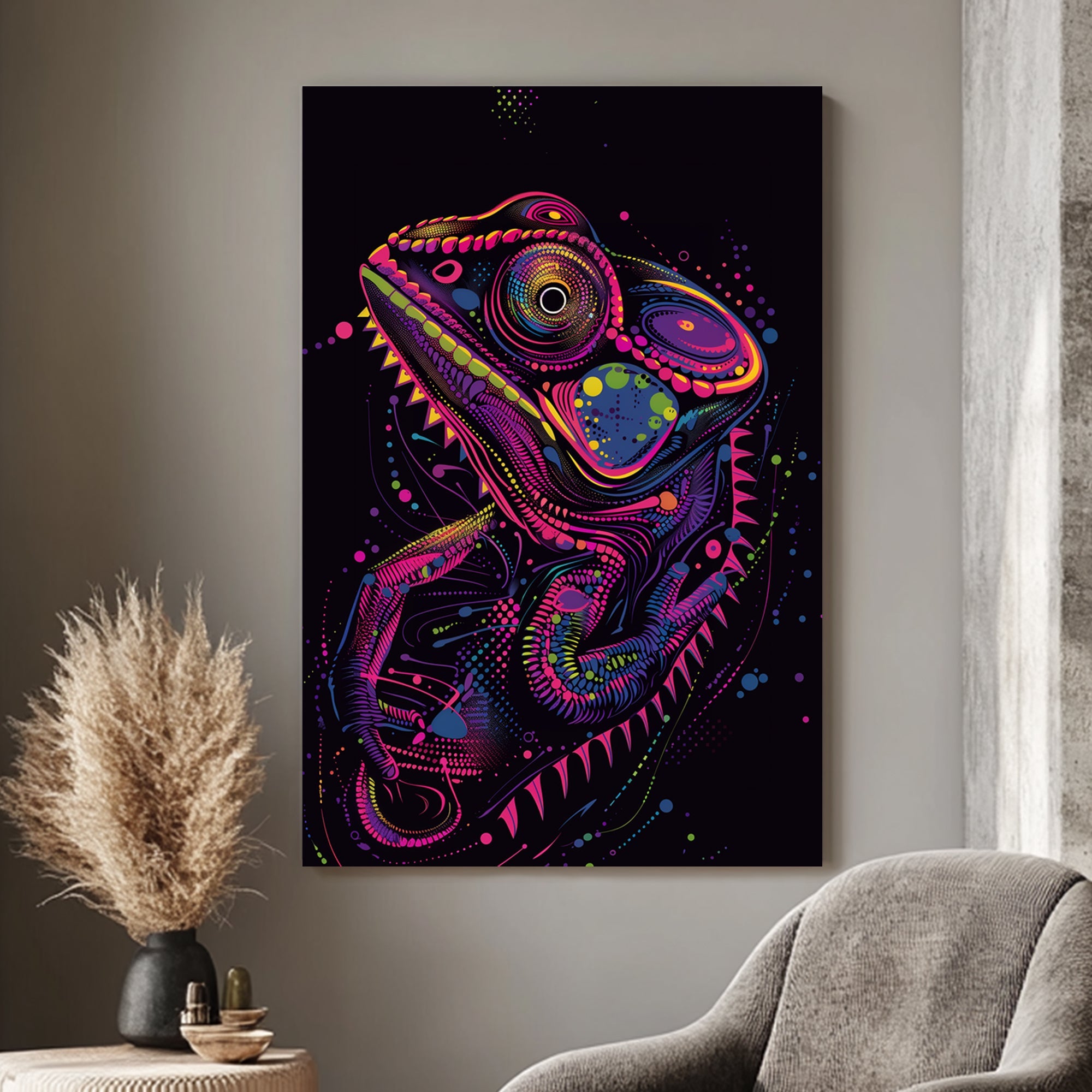 Neon Chameleon #1903 Canvas Wall Art & Metal Prints – ItzArt.ca