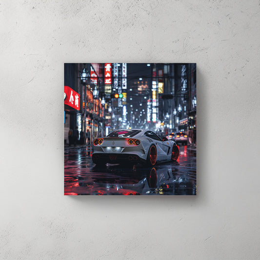 Ferrari By Night #222 Canvas Wall Art & Metal Prints