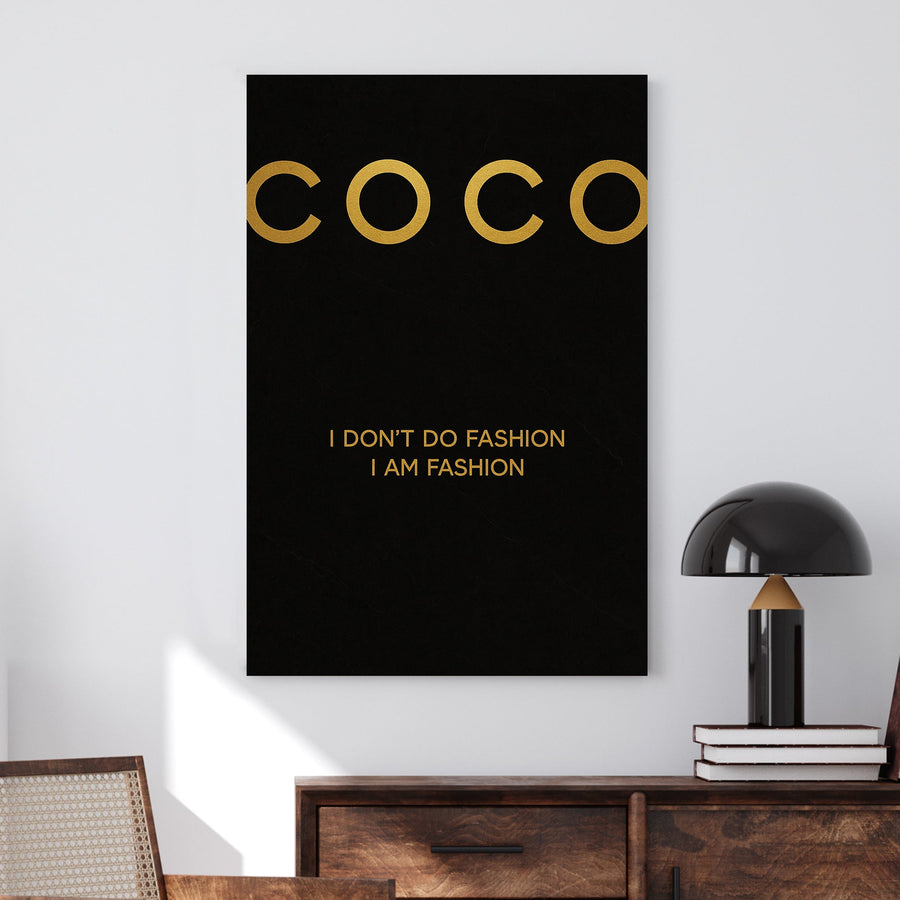Coco Chanel quote wall art with I don’t do fashion, I am fashion typography