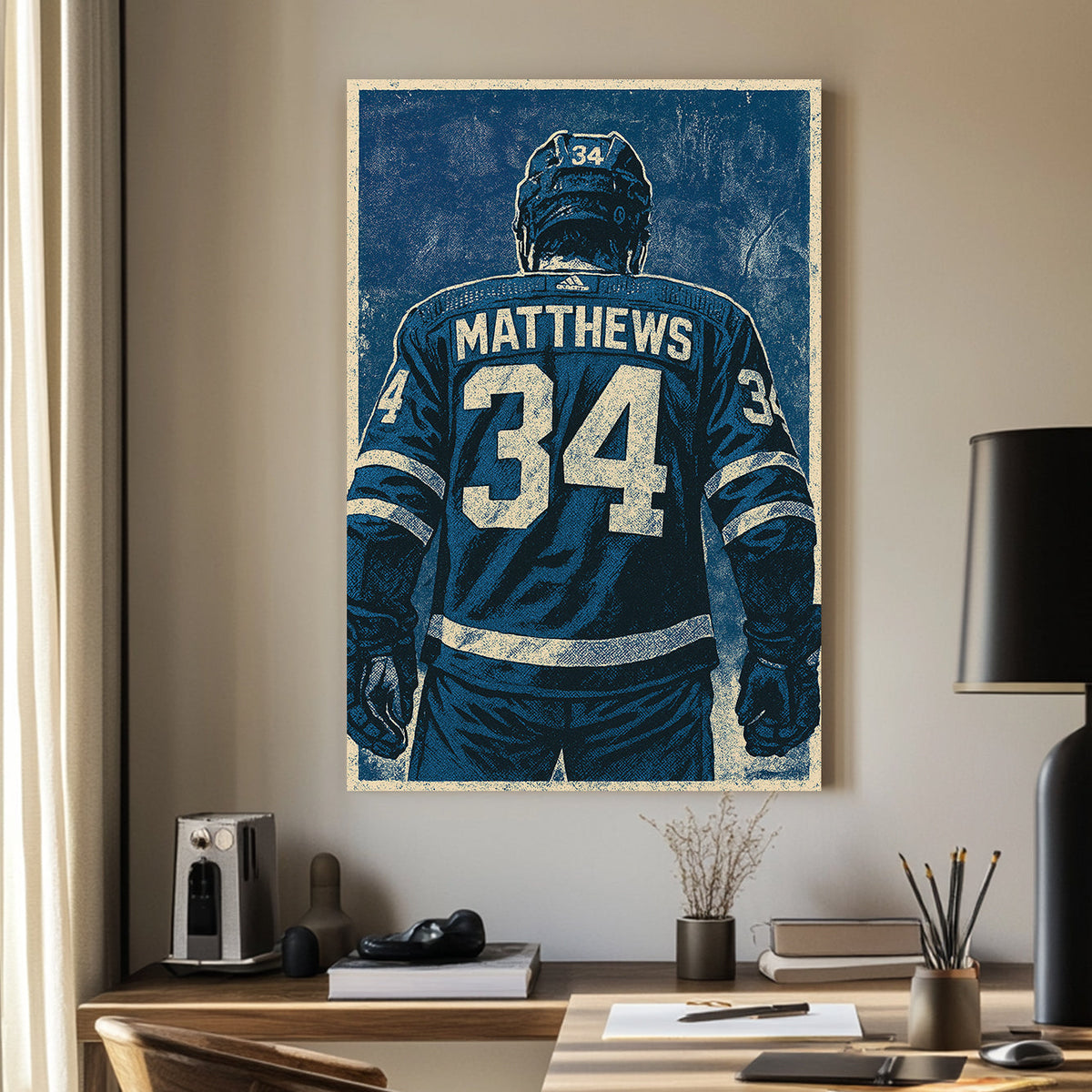 Vintage-style Auston Matthews Toronto Maple Leafs wall art