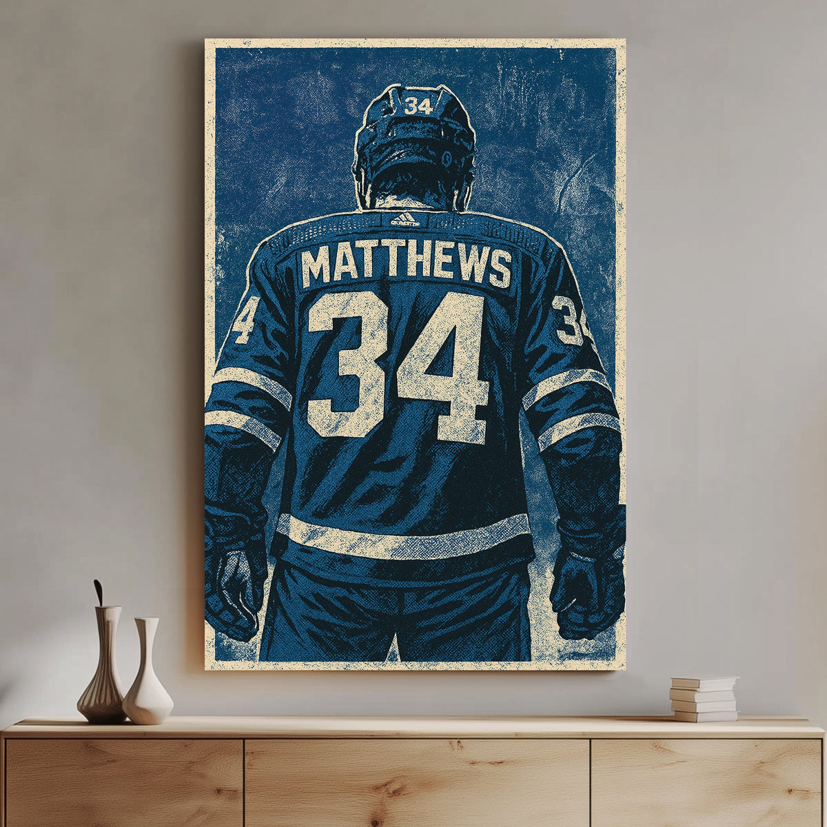 Vintage-style Auston Matthews Toronto Maple Leafs wall art
