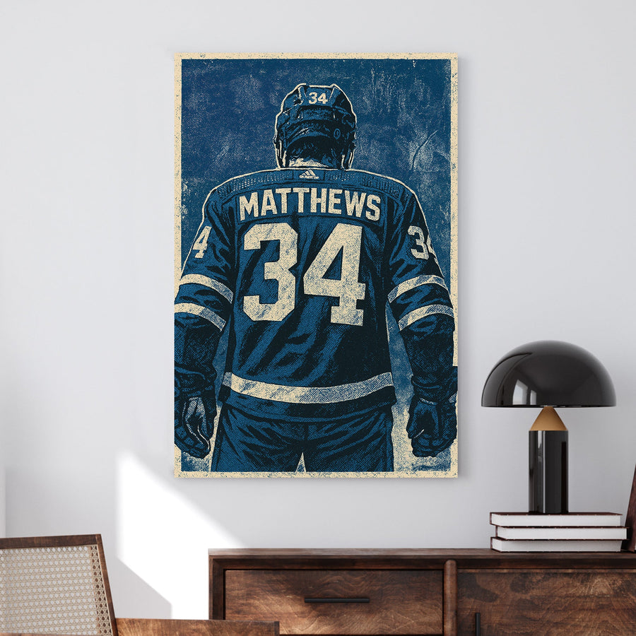 Vintage-style Auston Matthews Toronto Maple Leafs wall art