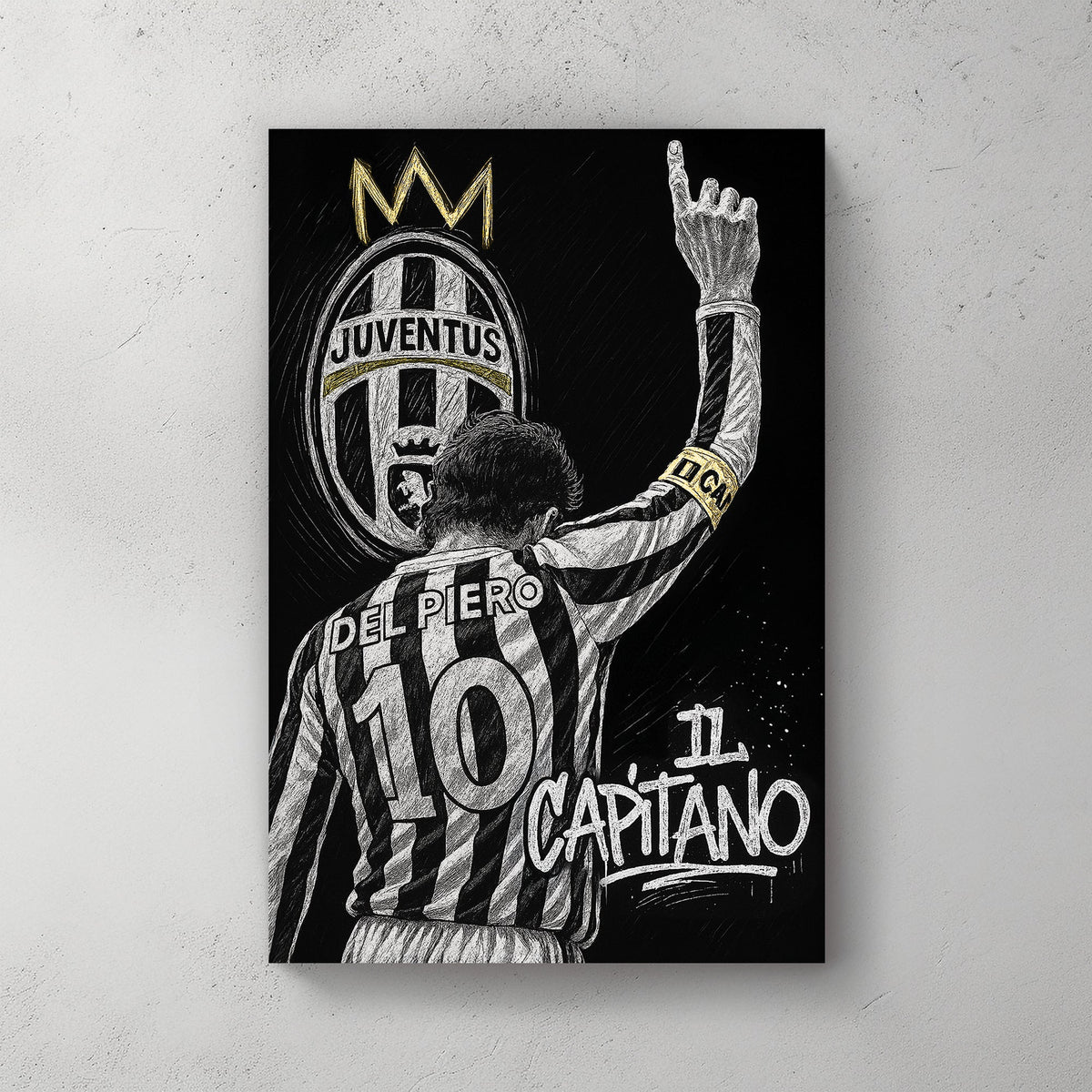 Sketch-style Juventus Del Piero Il Capitano tribute wall art