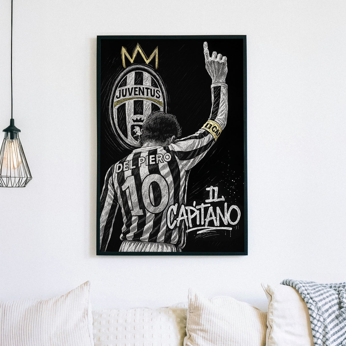 Sketch-style Juventus Del Piero Il Capitano tribute wall art