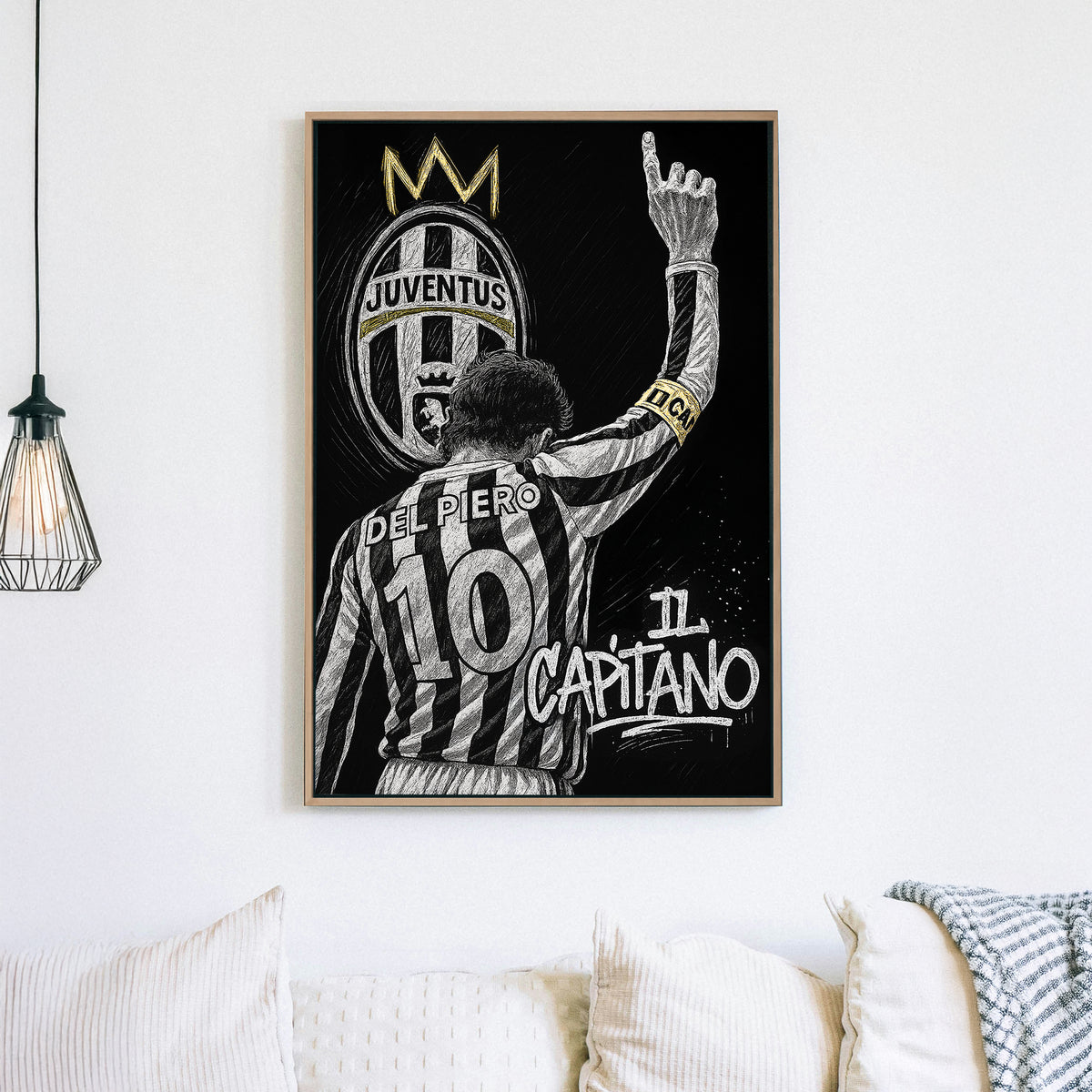 Sketch-style Juventus Del Piero Il Capitano tribute wall art