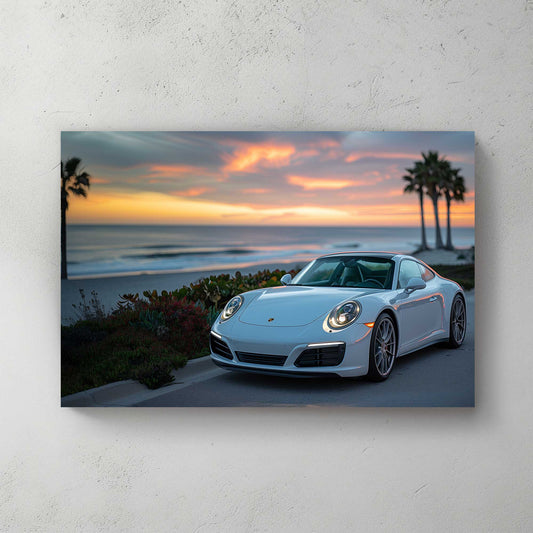 Porsche By The Sun #228 Canvas Wall Art & Metal Prints