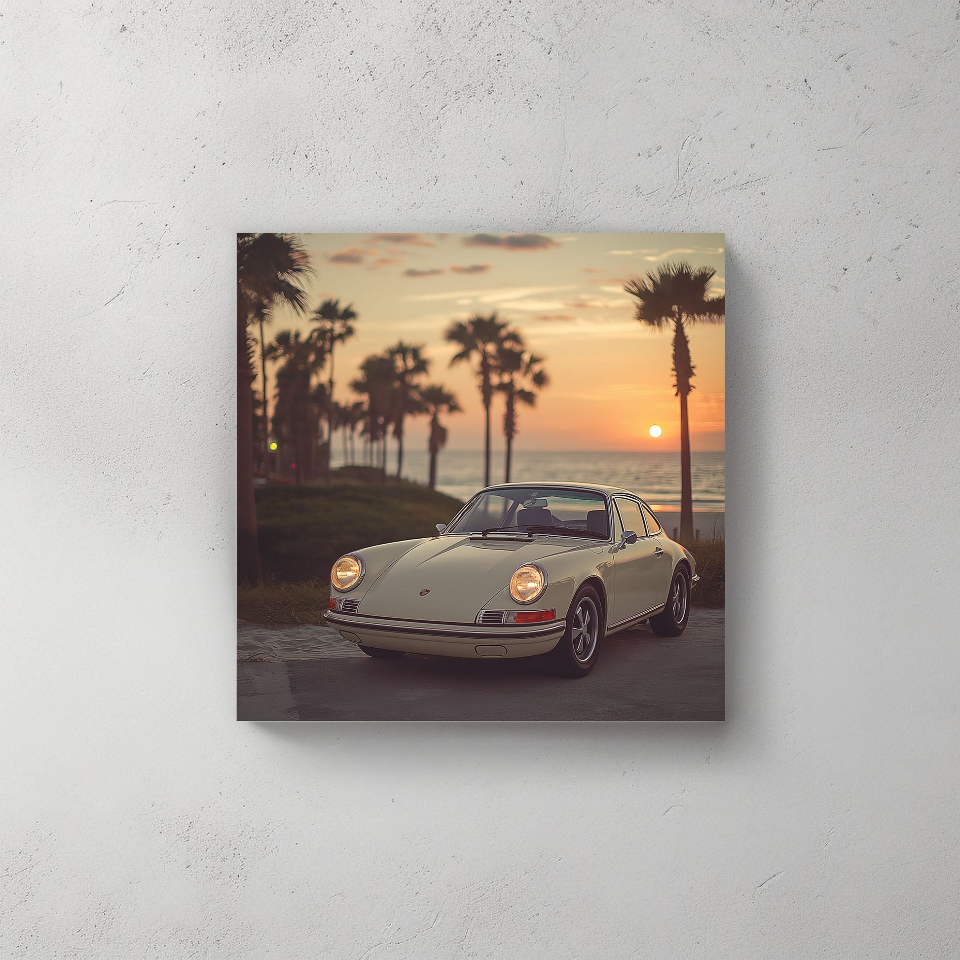 Porsche in White #231 Canvas Wall Art & Metal Prints