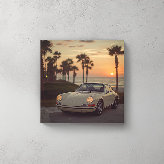 Porsche in White #231 Canvas Wall Art & Metal Prints