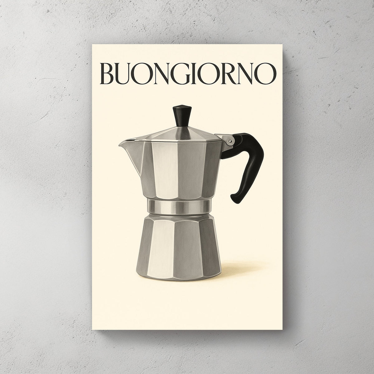 espresso moka pot coffee wall art with minimalist Italian design