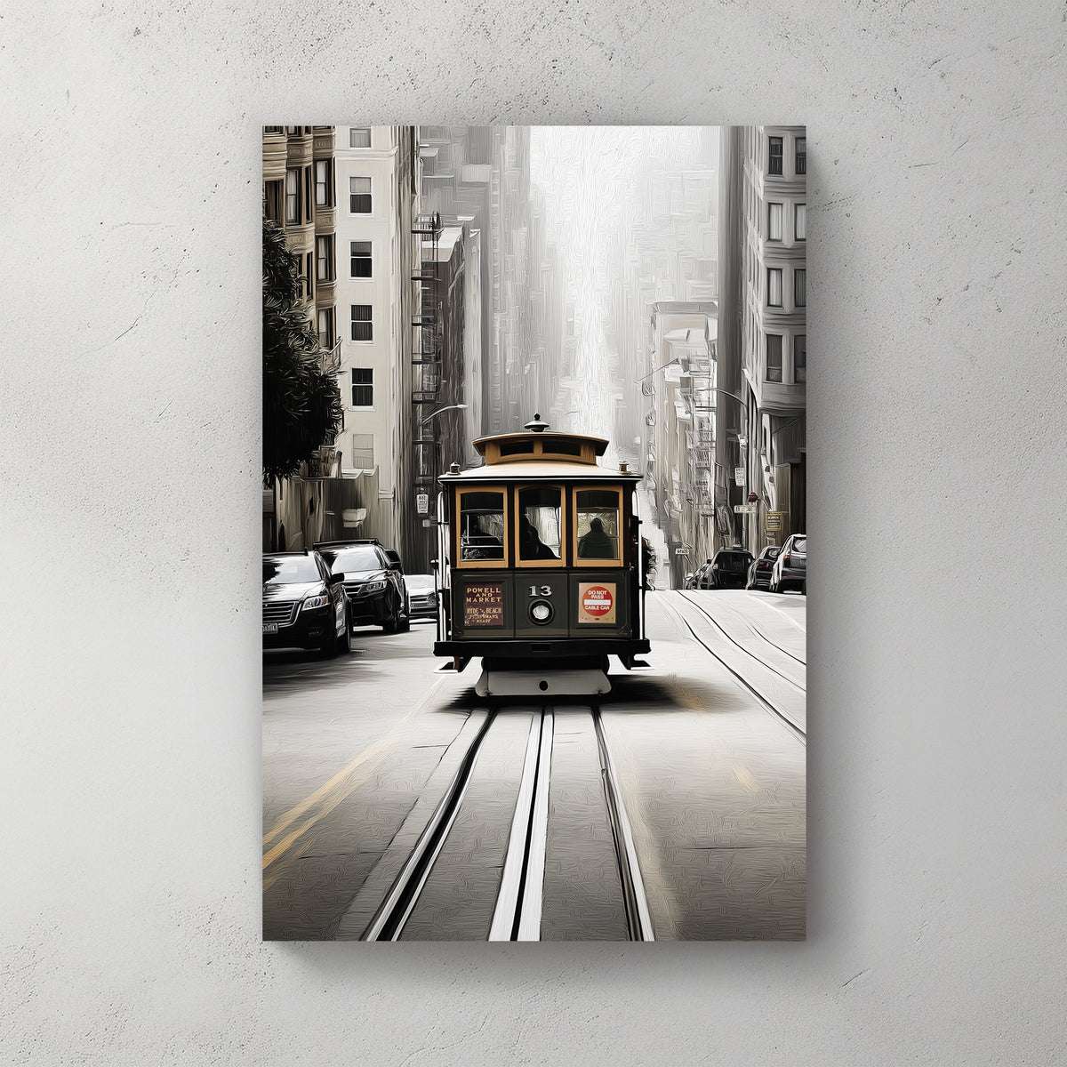 San Francisco cable car city street wall art
