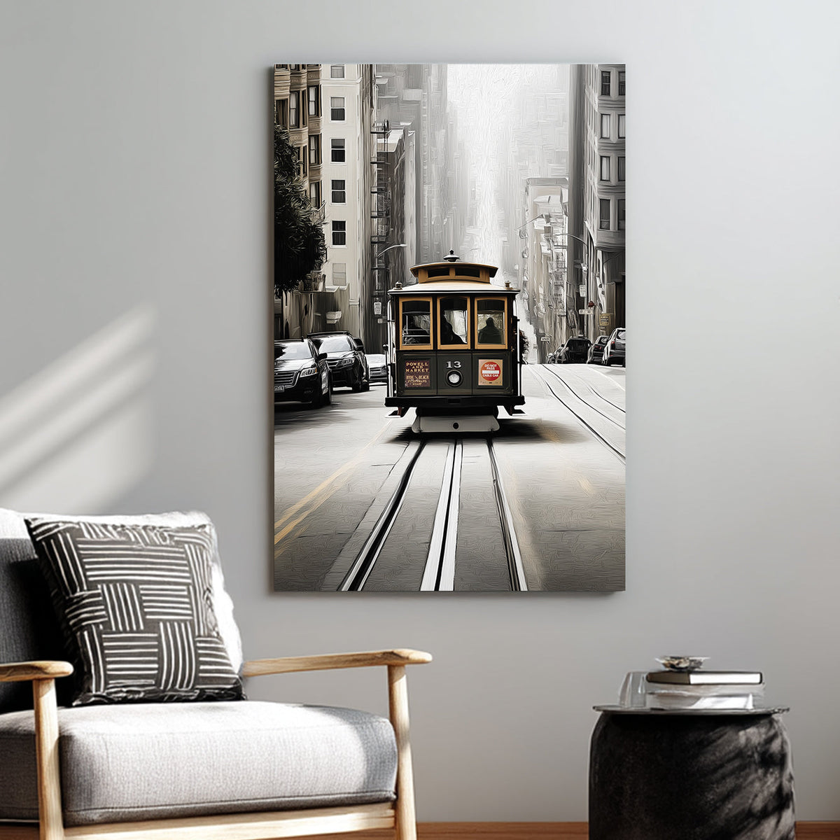 San Francisco cable car city street wall art
