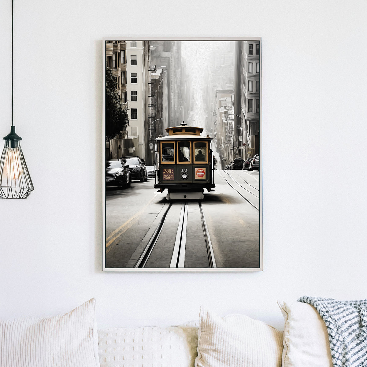 San Francisco cable car city street wall art