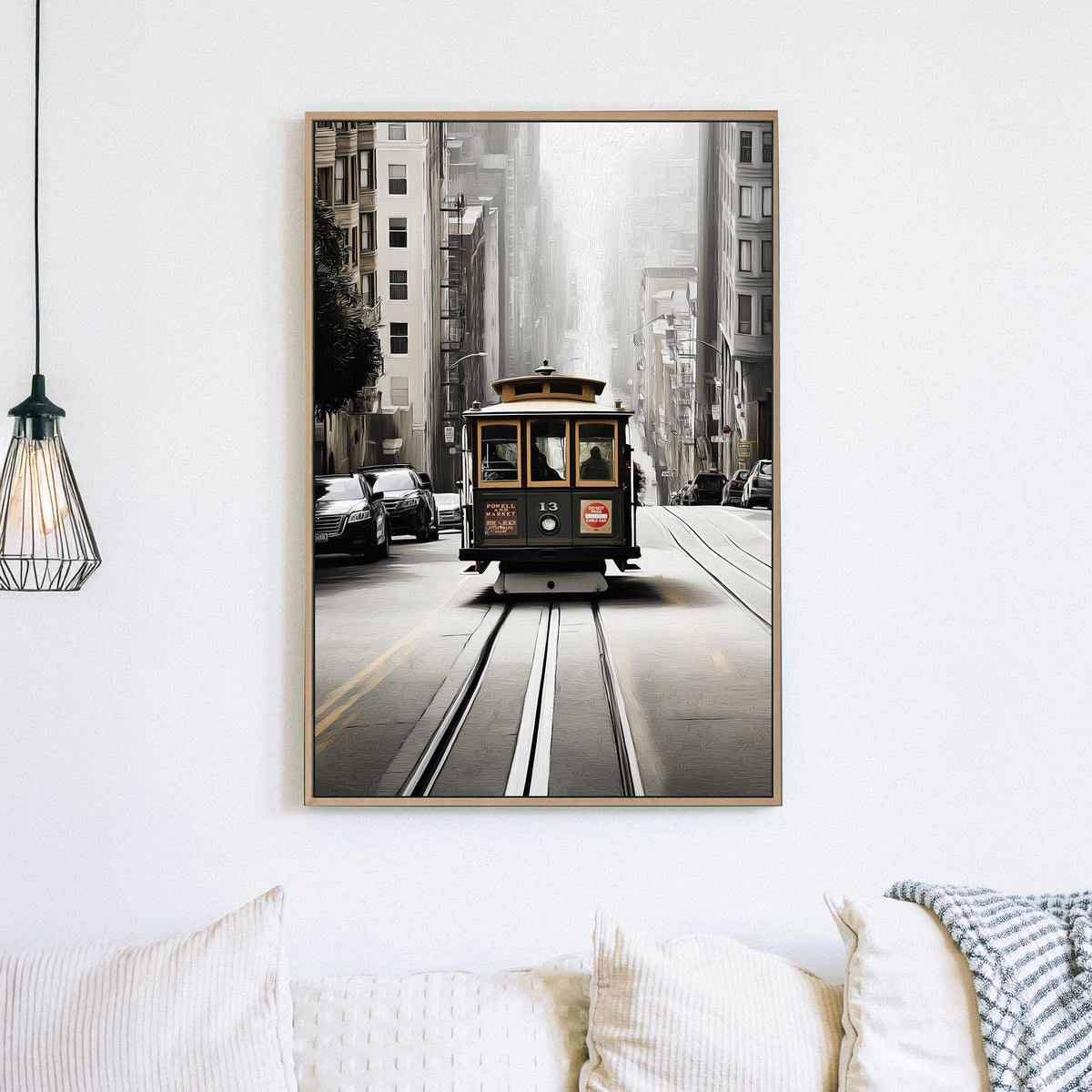 San Francisco cable car city street wall art