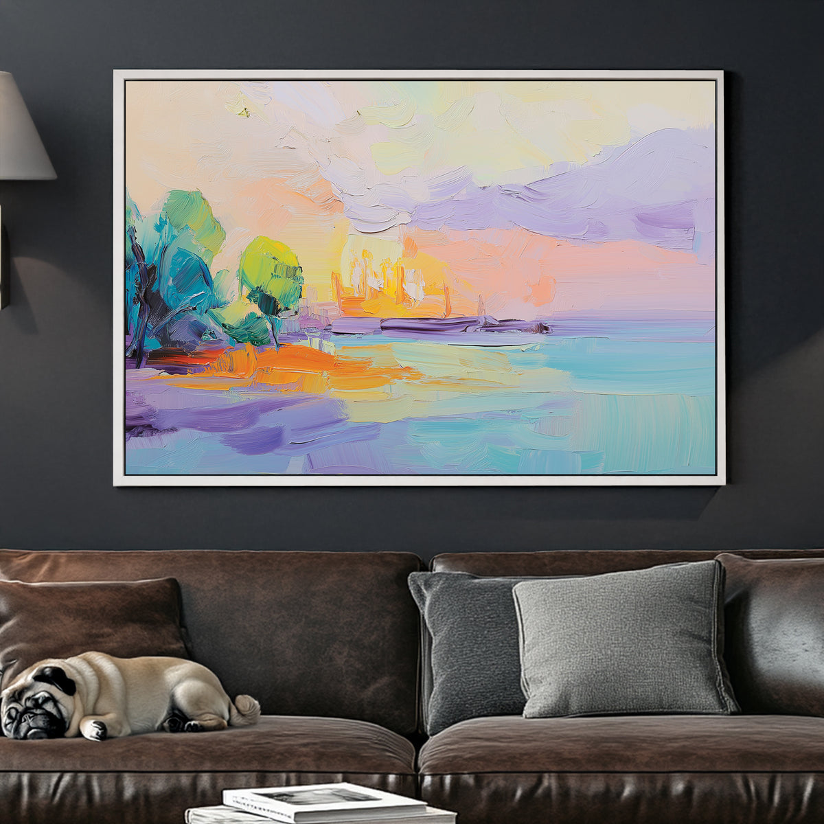 sunset shoreline pastel landscape wall art