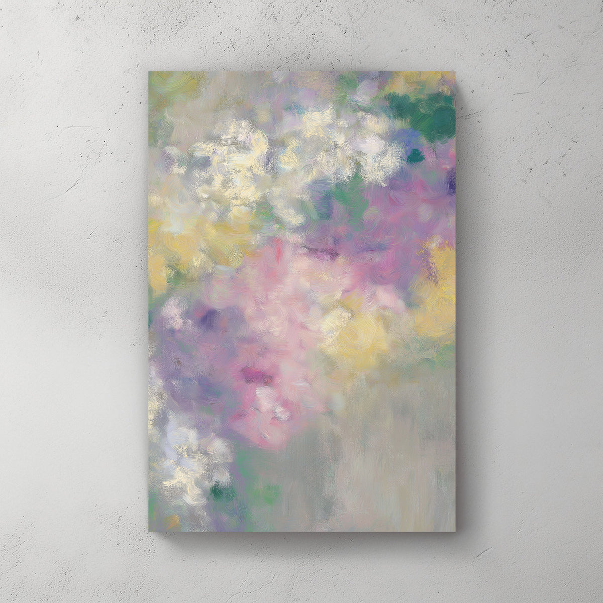 abstract floral pastel wall art with soft impressionist brushstrokes