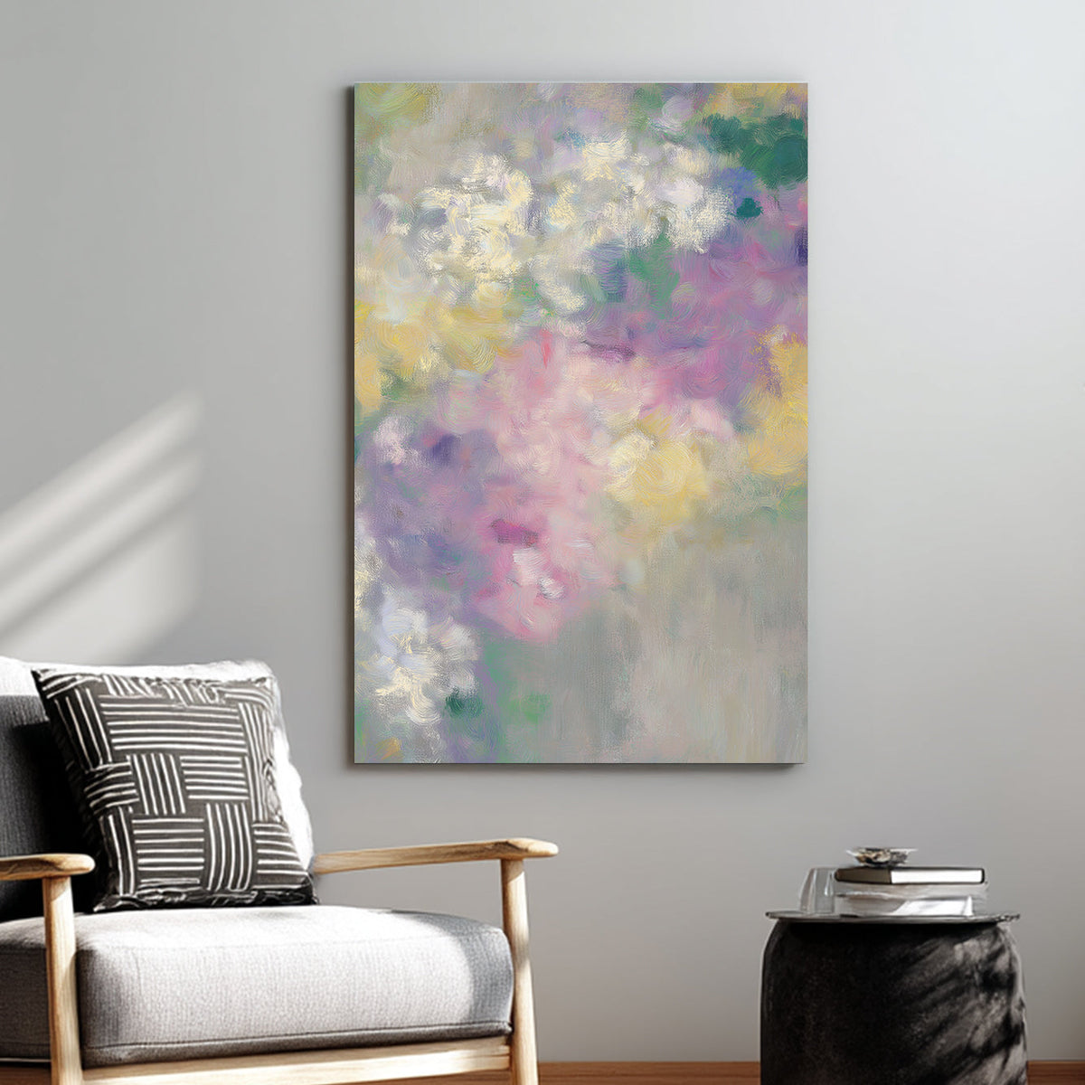 abstract floral pastel wall art with soft impressionist brushstrokes