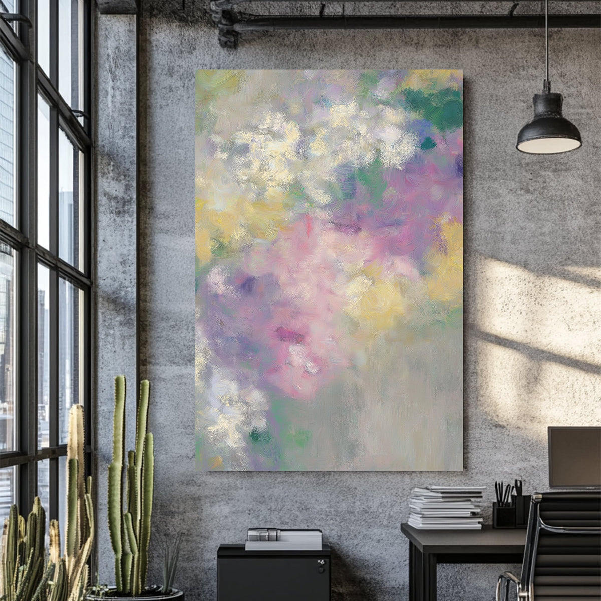 abstract floral pastel wall art with soft impressionist brushstrokes