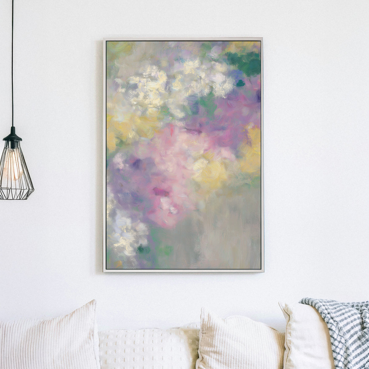 abstract floral pastel wall art with soft impressionist brushstrokes