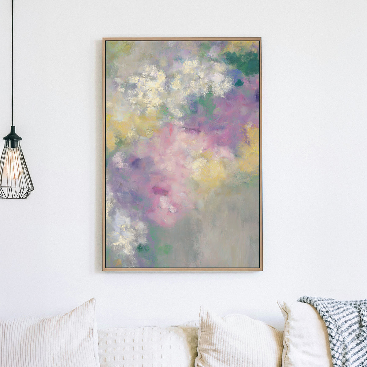 abstract floral pastel wall art with soft impressionist brushstrokes