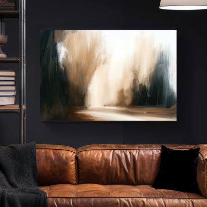 Abstract forest road in warm neutral tones, minimal modern wall art