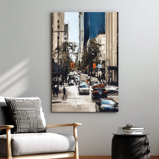 vancouver downtown street wall art with cars and city buildings