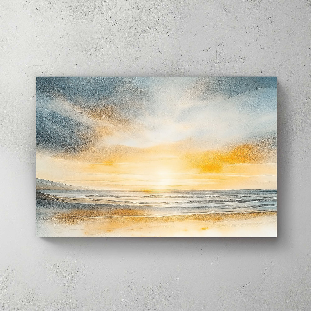 calm ocean sunrise beach scene wall art