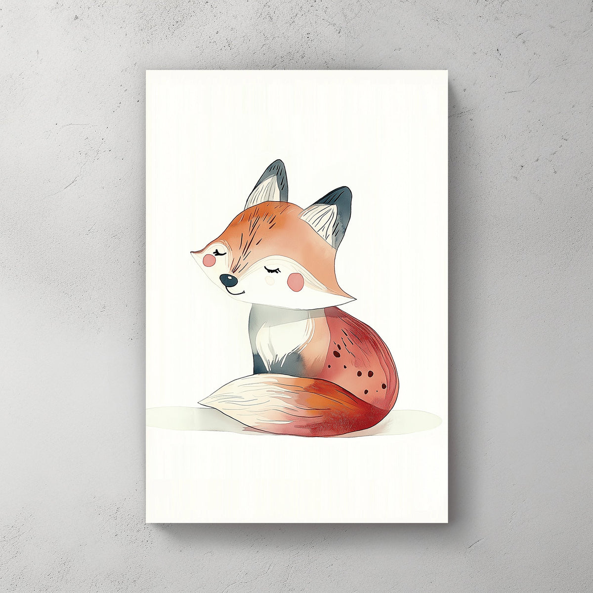 cute fox illustration wall art with a soft and whimsical style