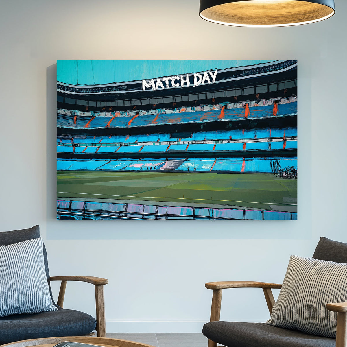 Real Madrid stadium wall art with empty stands