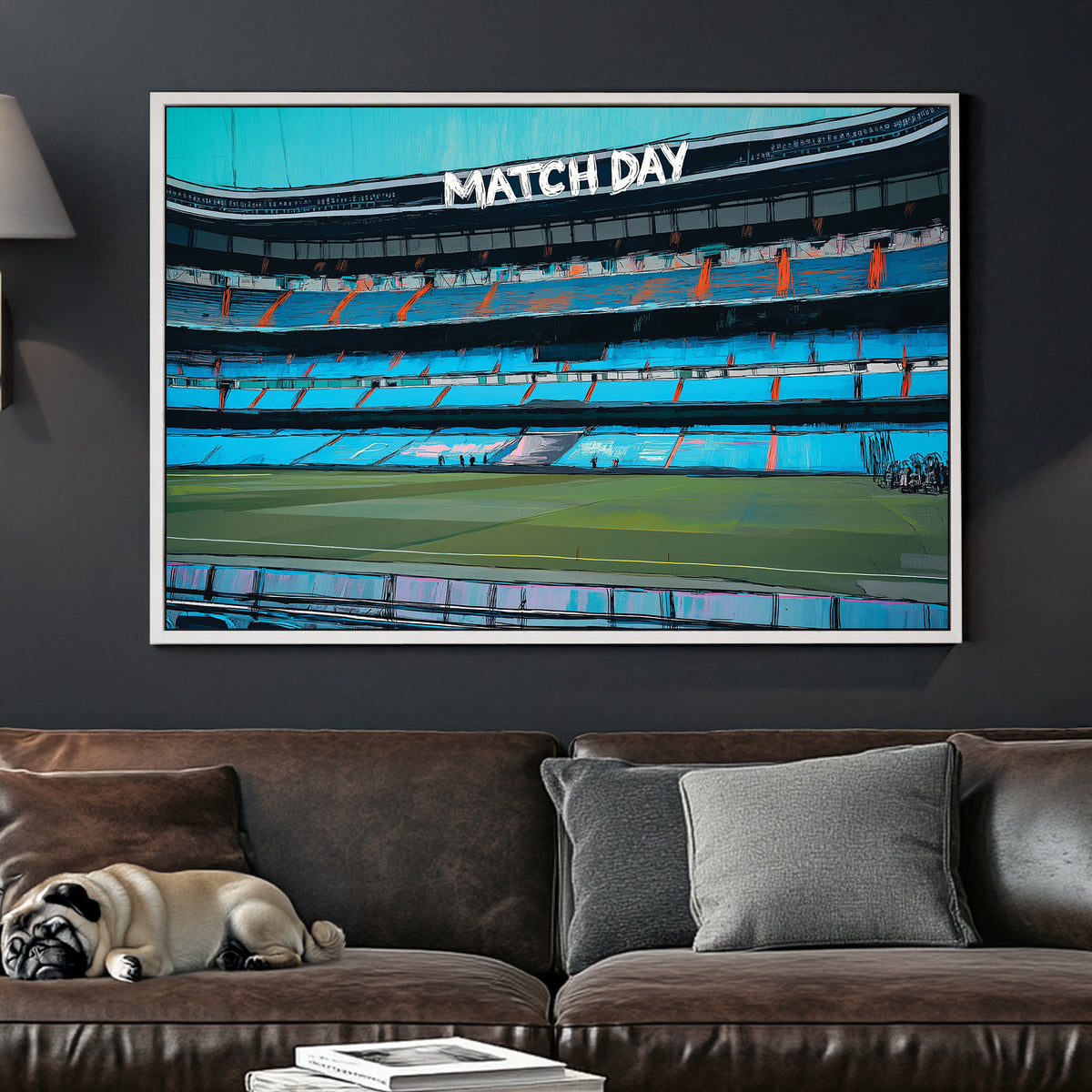 Real Madrid stadium wall art with empty stands