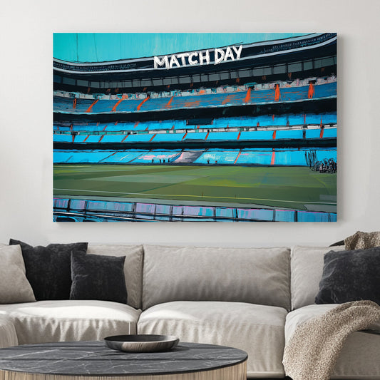 Real Madrid stadium wall art with empty stands