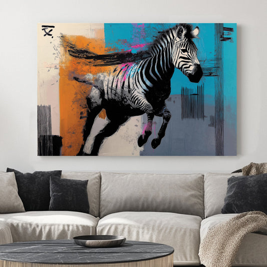 Graffiti zebra in abstract street-style wall art
