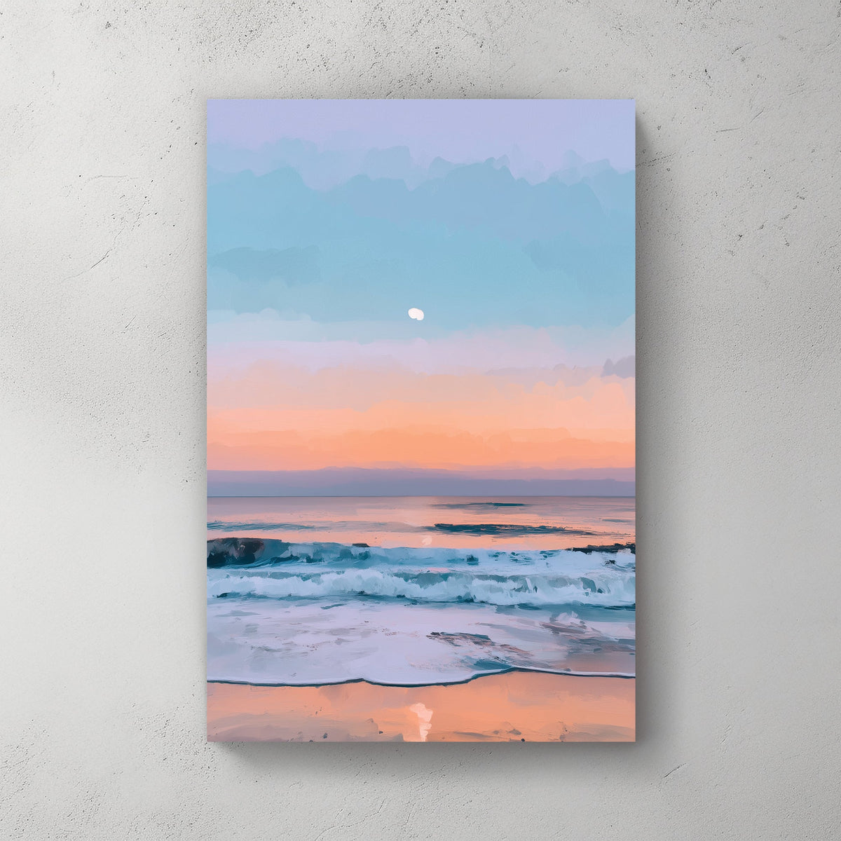 sunset beach ocean pastel horizon wall art