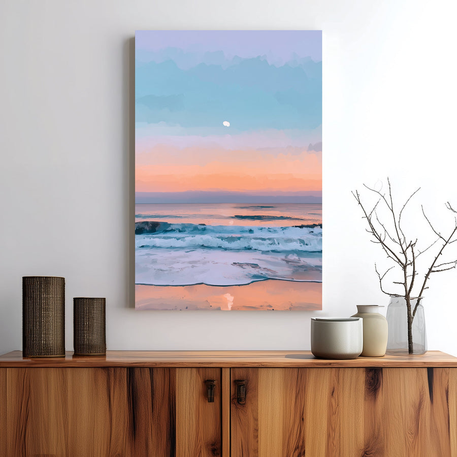 sunset beach ocean pastel horizon wall art