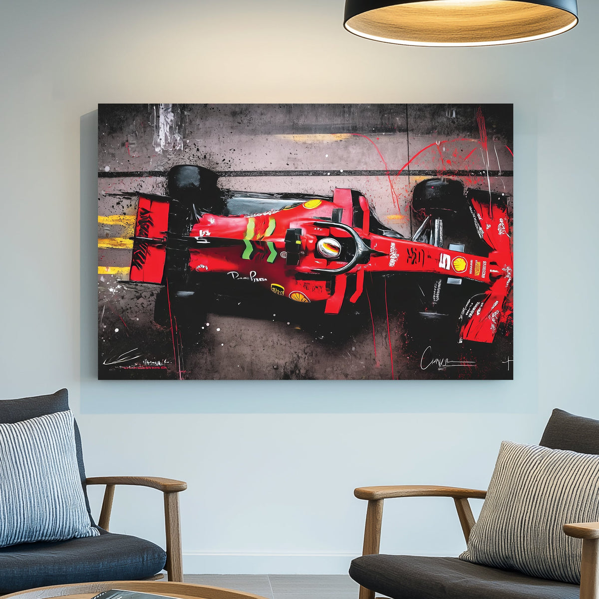 ferrari formula 1 racing car top view wall art