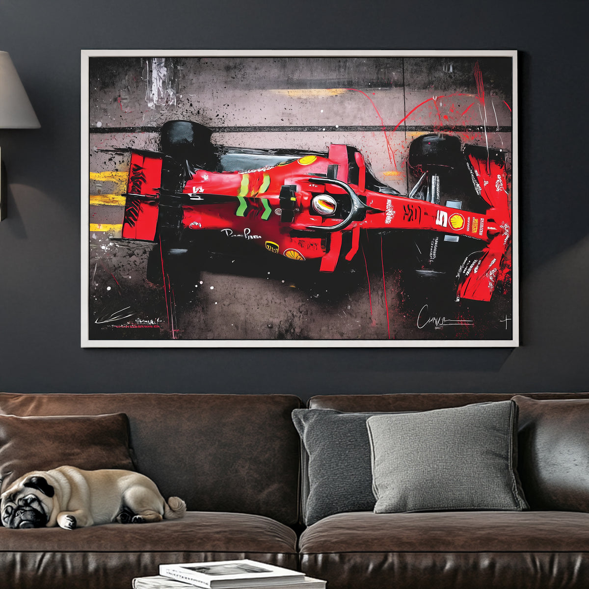 ferrari formula 1 racing car top view wall art