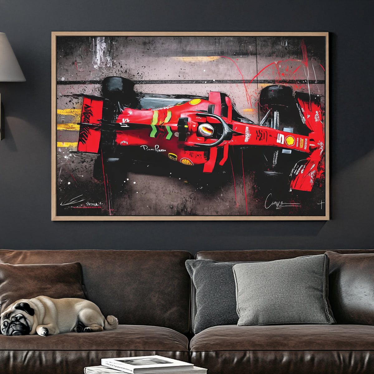 ferrari formula 1 racing car top view wall art