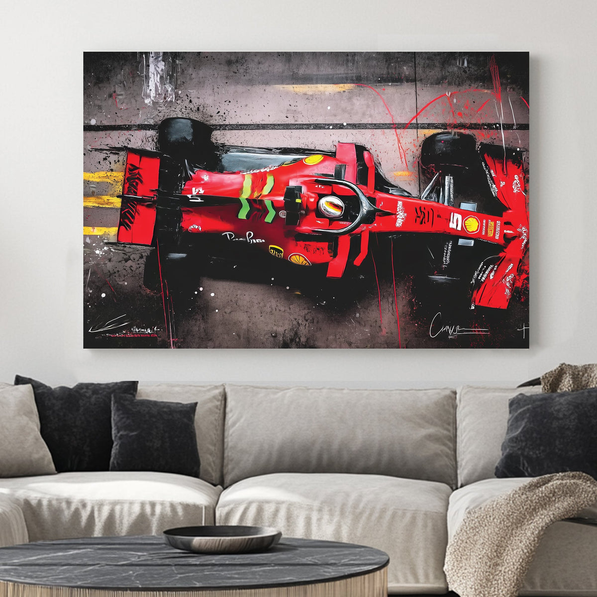 ferrari formula 1 racing car top view wall art