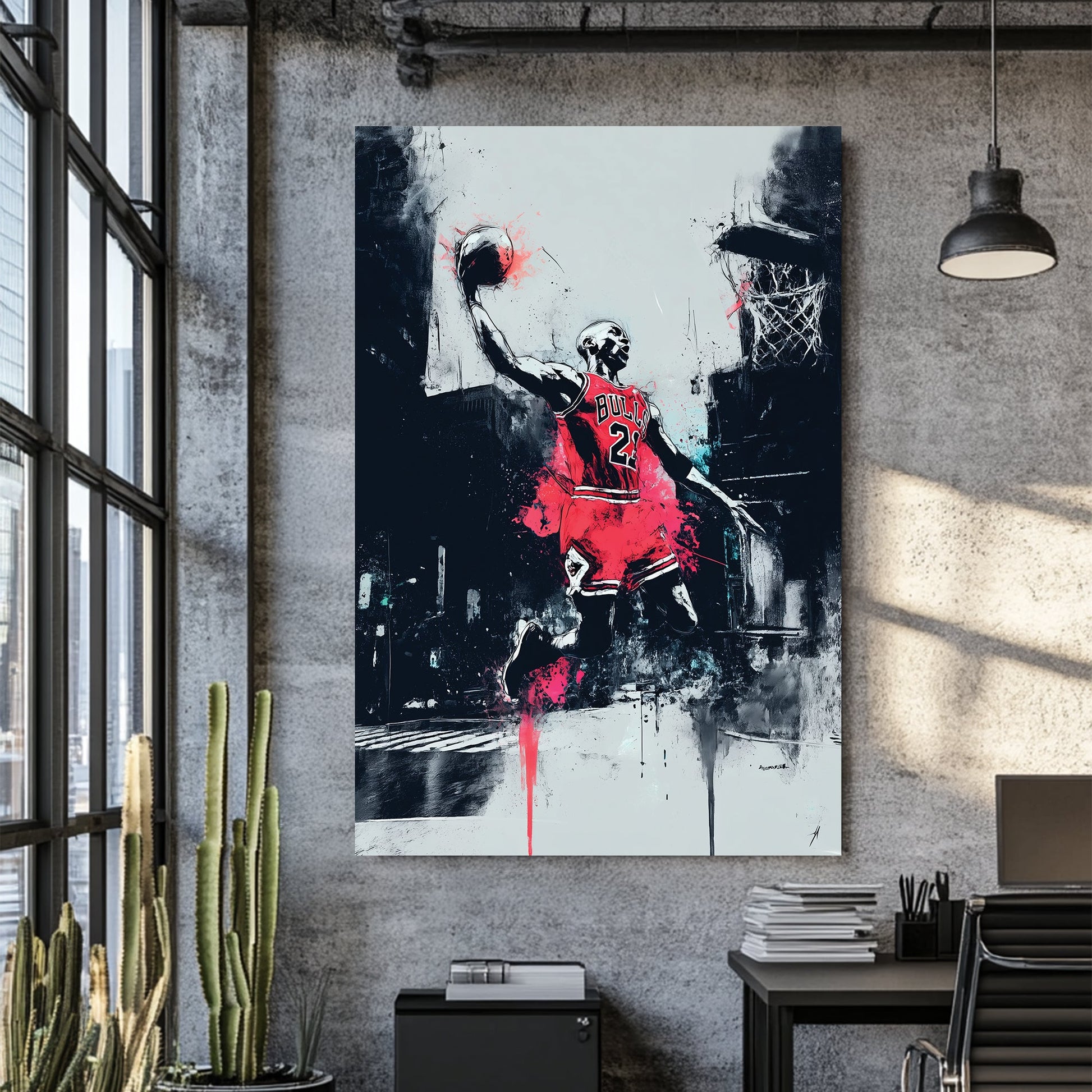Michael Jordan dunking chicago bulls wall art