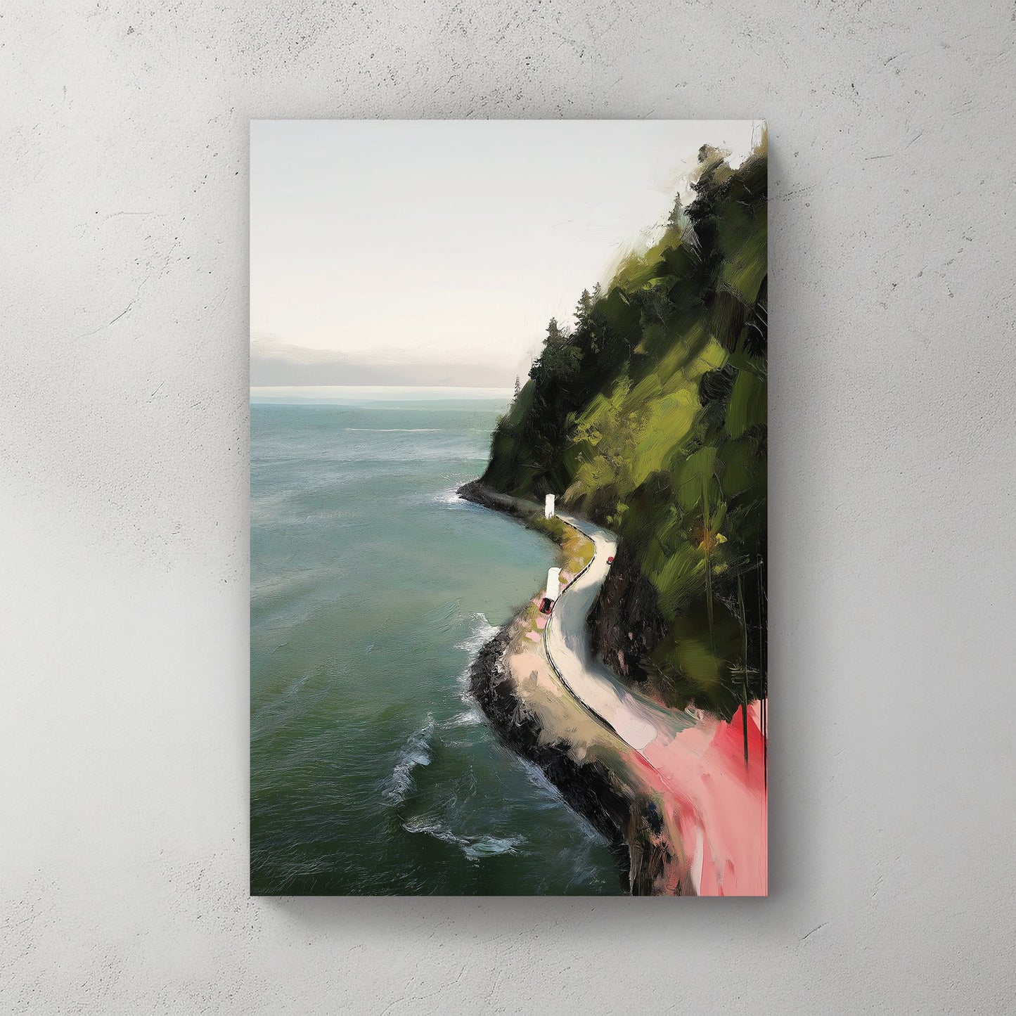 coastal vancouver cliff road wall art with ocean view
