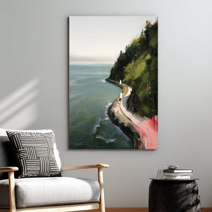coastal vancouver cliff road wall art with ocean view
